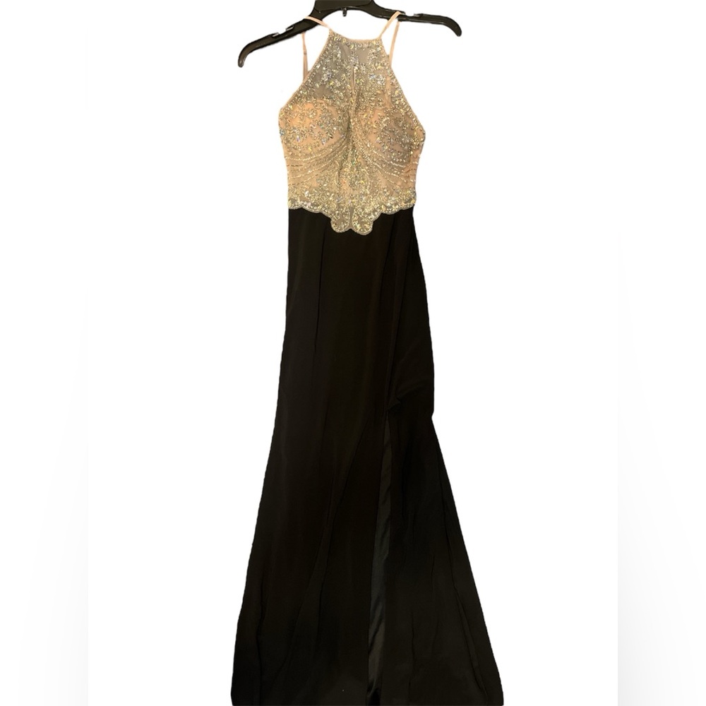 Formal 2 tone Sequin dress with side slit
